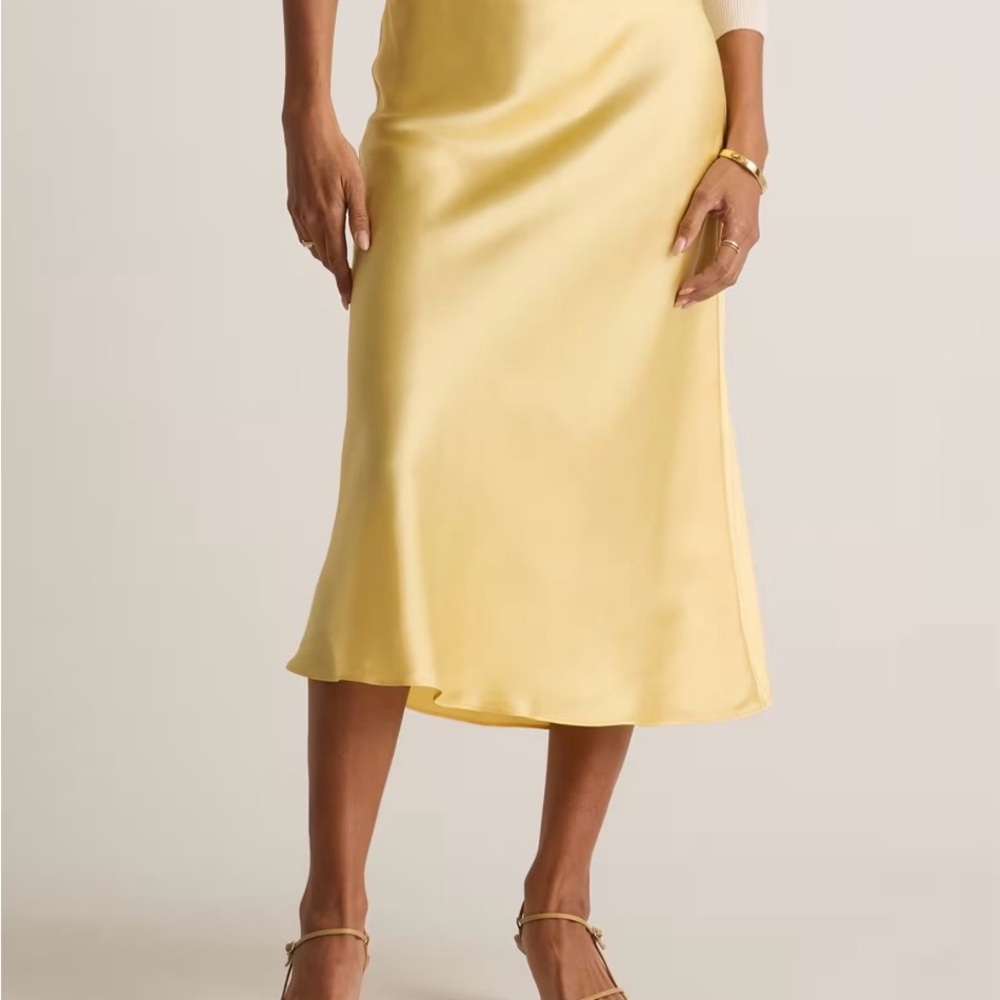 Yellow Silk Midi Skirt